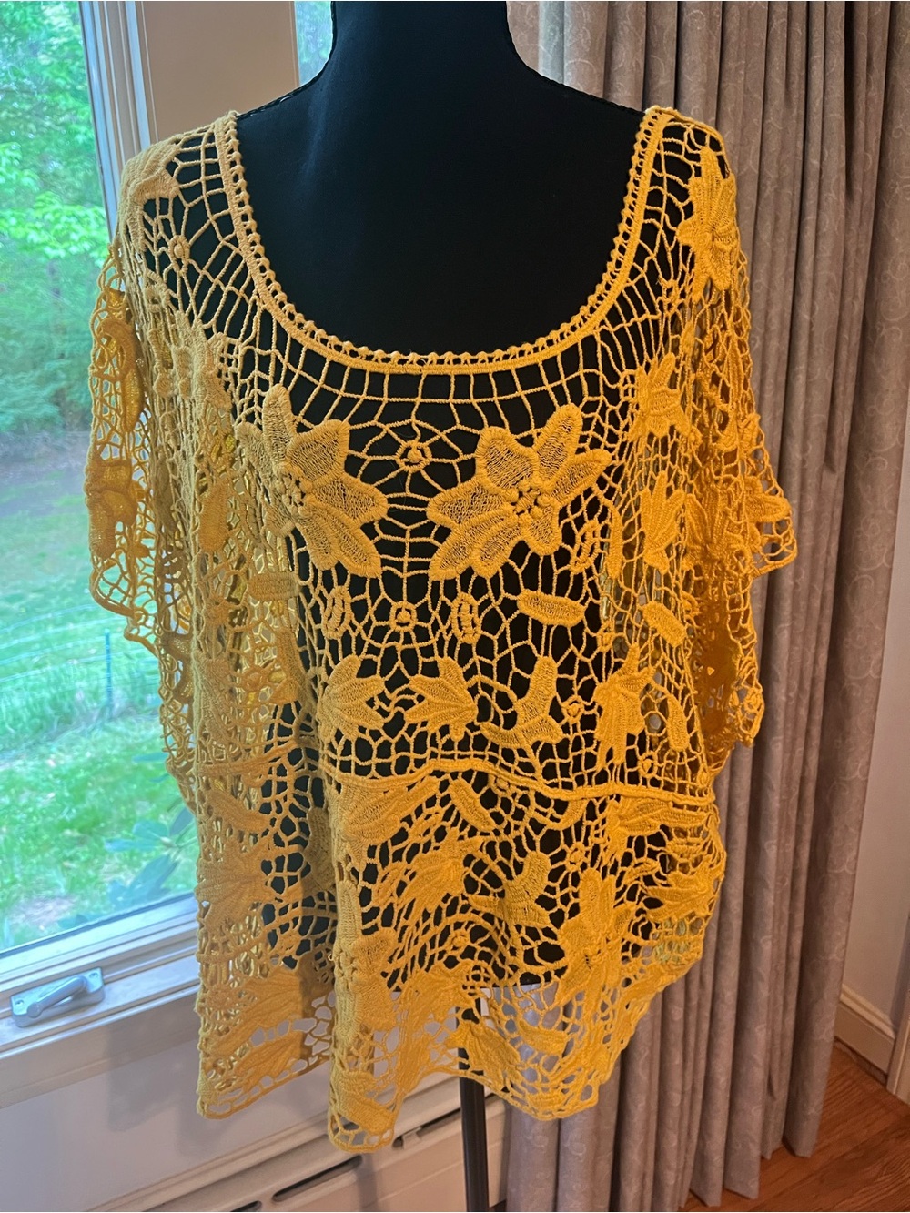 Yellow Crochet Floral Top